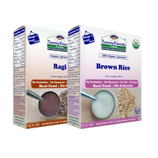 TummyFriendly Foods Certified Stage1 Ragi, Brown Rice Porridge Mixes -  USA, Australia, Canada 