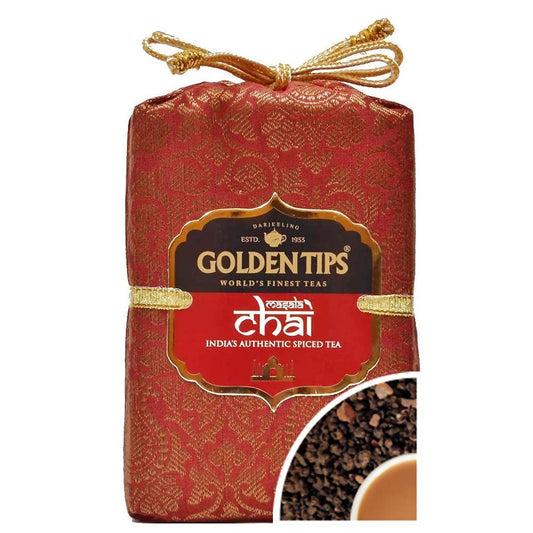 Golden Tips Masala Chai India's Authentic Spiced Tea - Royal Brocade Cloth Bag -  USA, Australia, Canada 