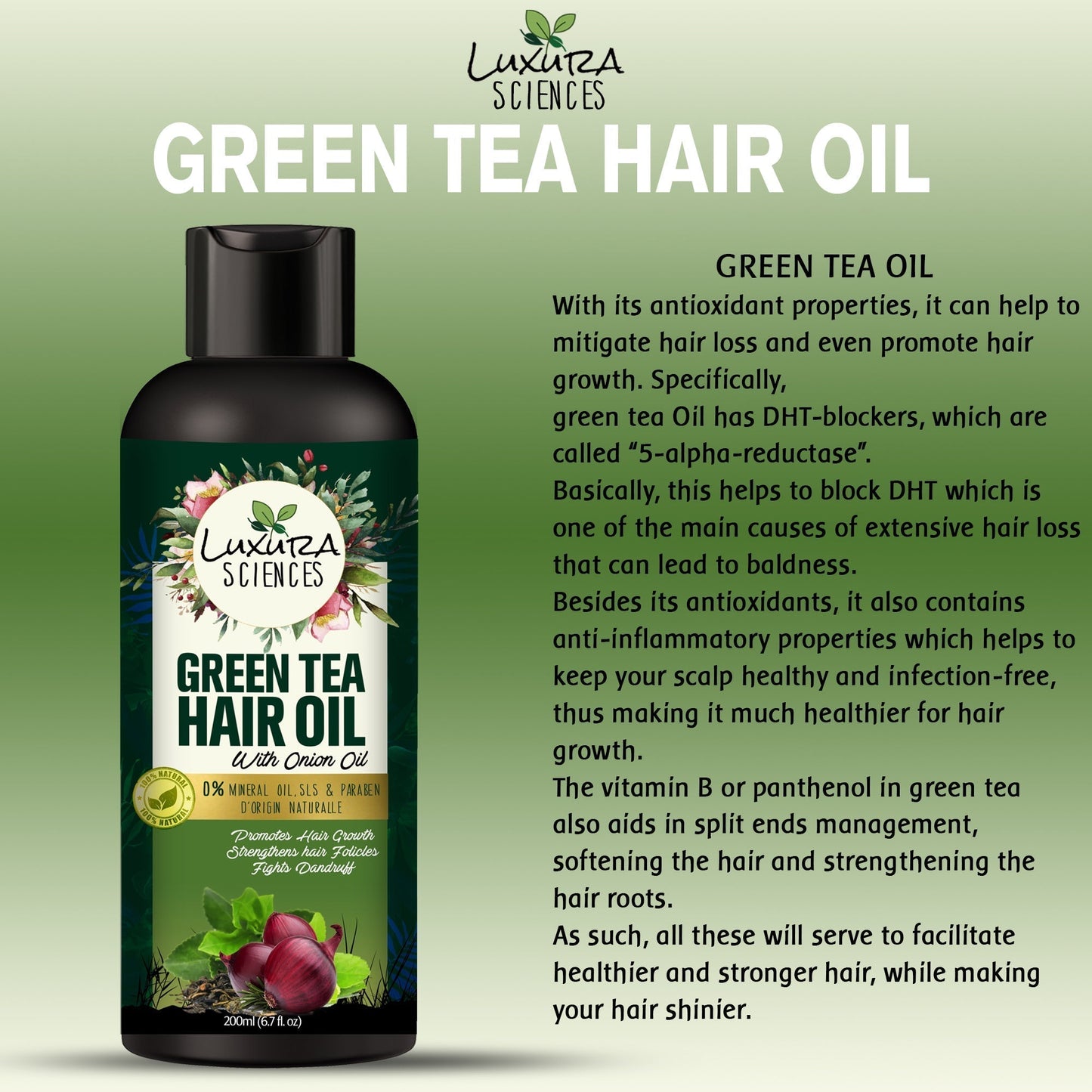 Luxura Sciences Green Tea Hair Oil with Onion Oil