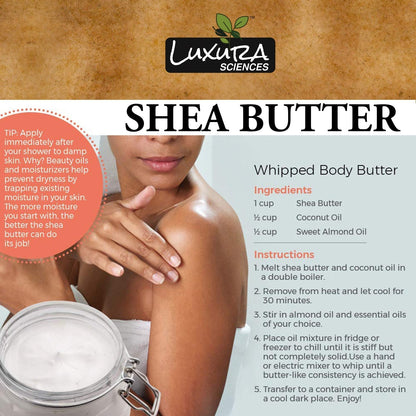 Luxura Sciences African Raw Shea Butter Unrefined Organic Ivory for Skin and Body