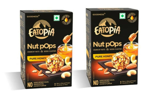 Eatopia Nut Pops Crunchy Nuts & Seeds Cluster - Pure Honey -  USA, Australia, Canada 