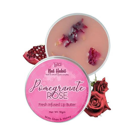 Nat Habit Pomegranate Rose Lip Butter With Ghee And Honey - BUDNEN