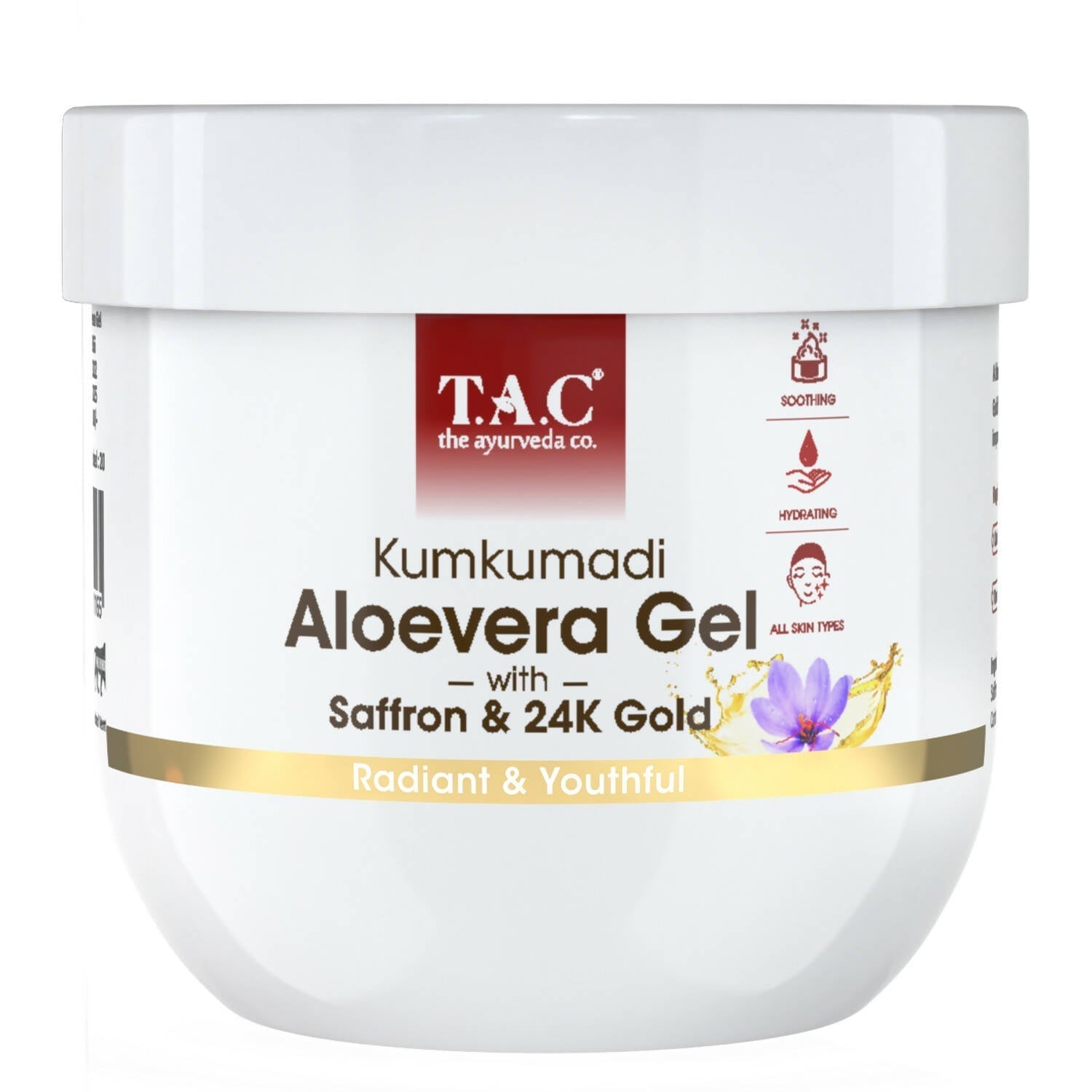TAC - The Ayurveda Co. Kumkumadi Natural Aloevera Gel for Face & Body with Saffron & 24K Gold Flakes - BUDNE