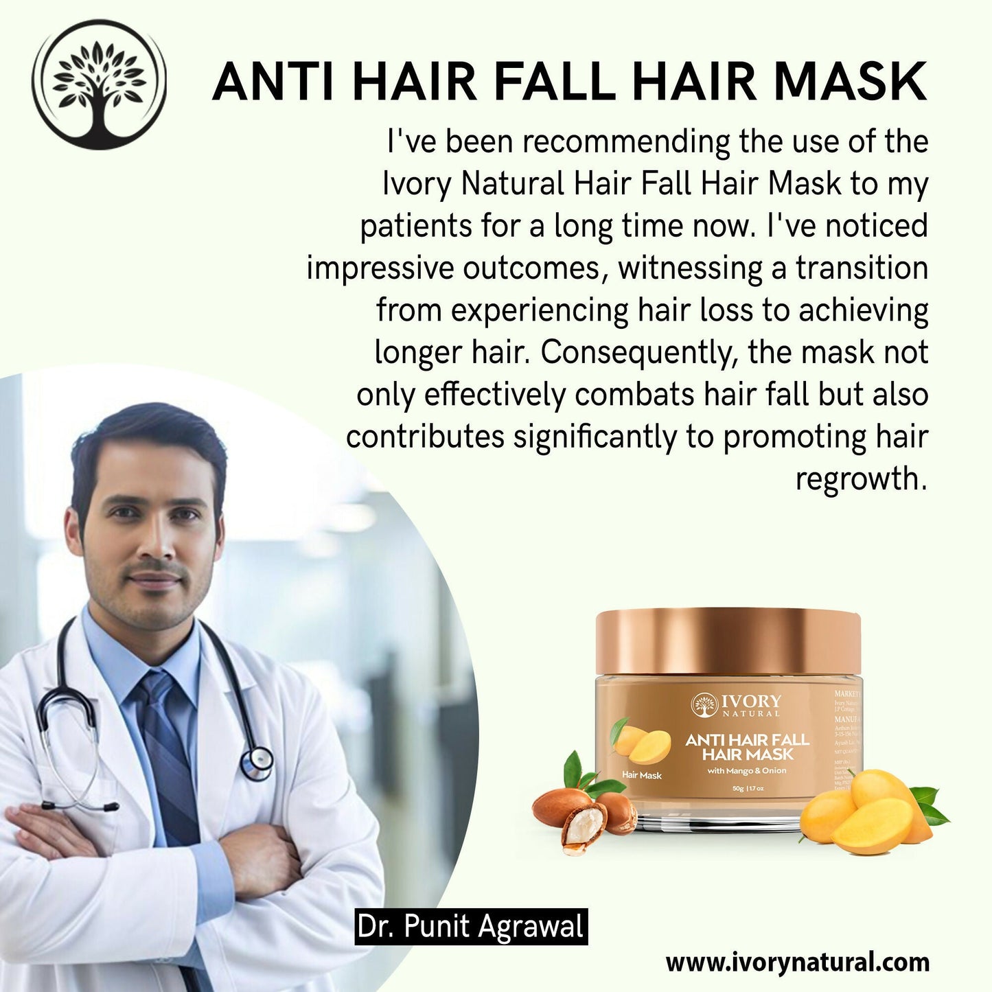 Ivory Natural Hair Fall Hair Mask - Loss Of Hair Control For Both Men & Women