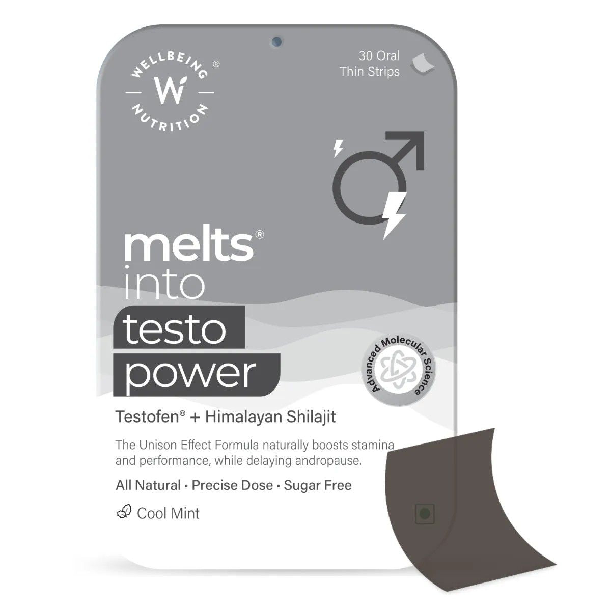 Wellbeing Nutrition Melts Testo Power Oral Strips-Cool Mint Flavor