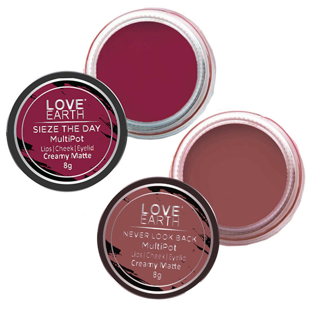 Love Earth Lip Tint & Cheek Tint Multipot Combo (Ruby Pink & Raspberry Pink) - BUDNE