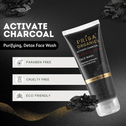 Prisa Organics Activate Charcoal Purifying Detox Face Wash