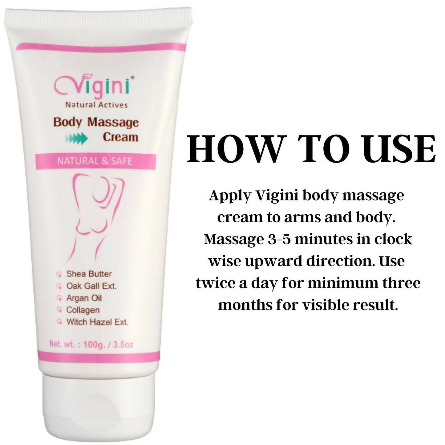 Vigini Natural Actives Bust Breast Body Toner Firming Massage Oil Cream