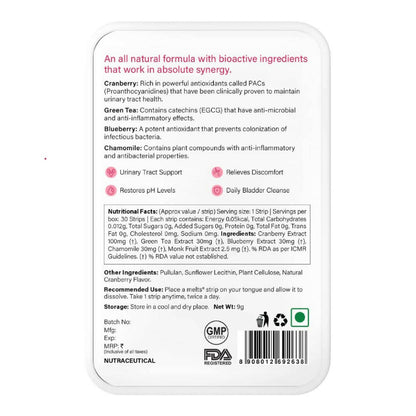 Wellbeing Nutrition Melts UTI Relief Oral Strips-Cranberry Fusion Flavor