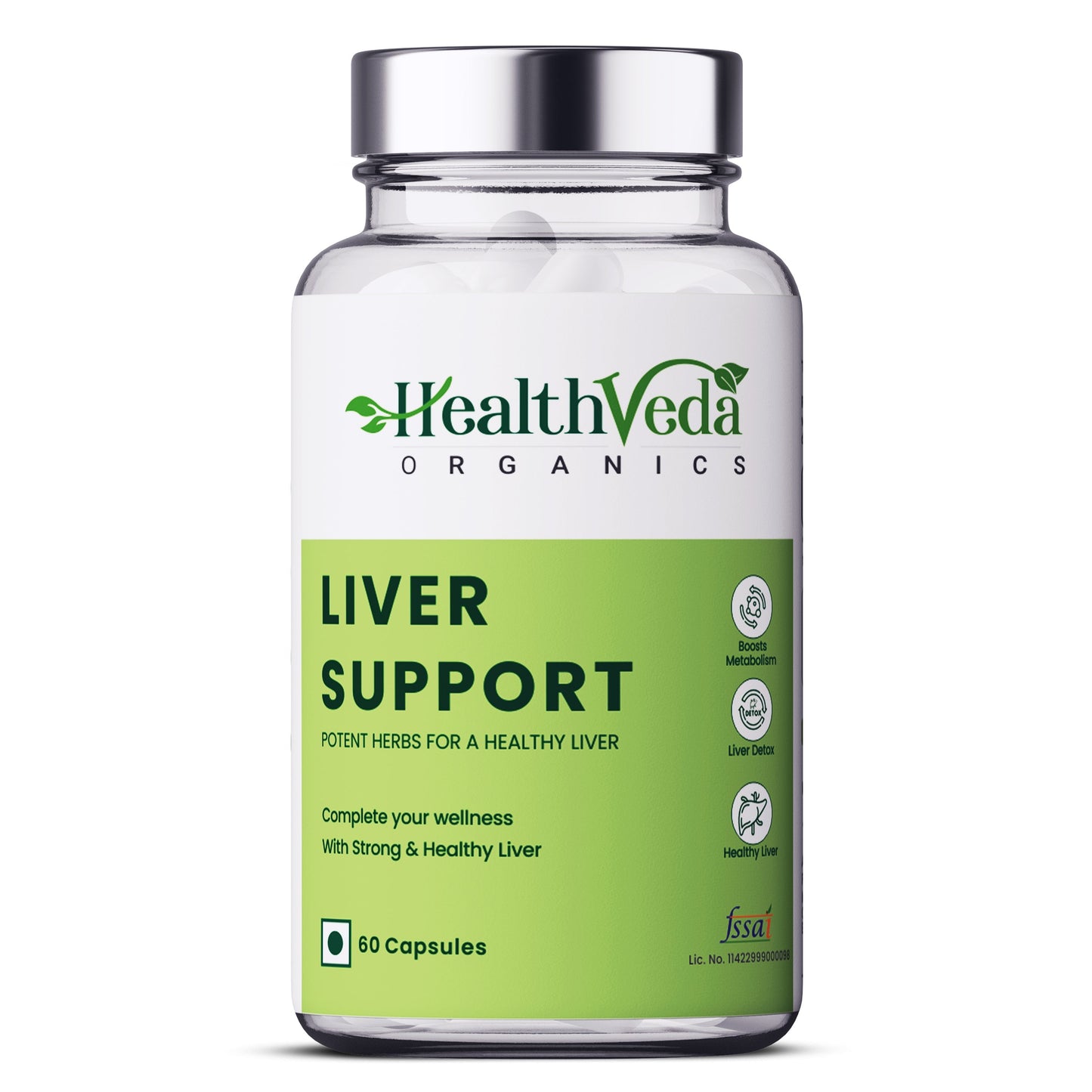 Health Veda Organics Plant Based Liver Support Capsules - BUDNE