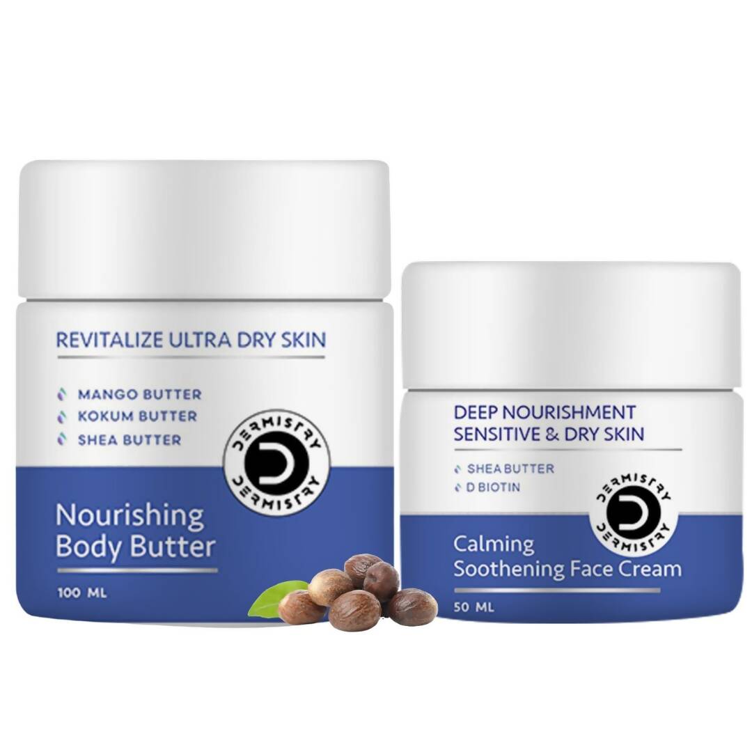 Dermistry Sensitive & Dry Skin Nourishing Body Butter & Calming Soothening Face Cream