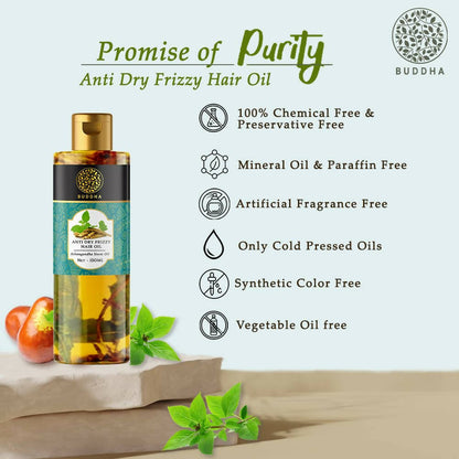 Buddha Natural Anti Dry Frizzy Hair Oil - For Instant Shine, Smoothness & Soft Hair