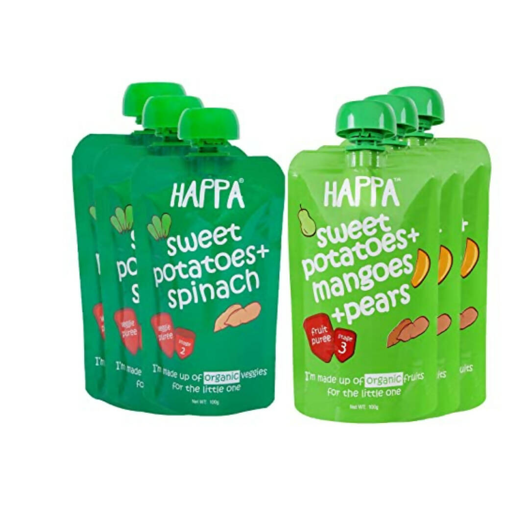 Happa Organic Veggies & Fruit Puree Combo -  USA, Australia, Canada 
