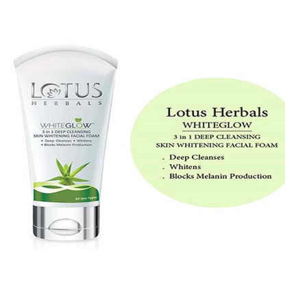 Lotus Herbals White Glow 3 in 1 Deep Cleansing Skin Whitening Facial Foam