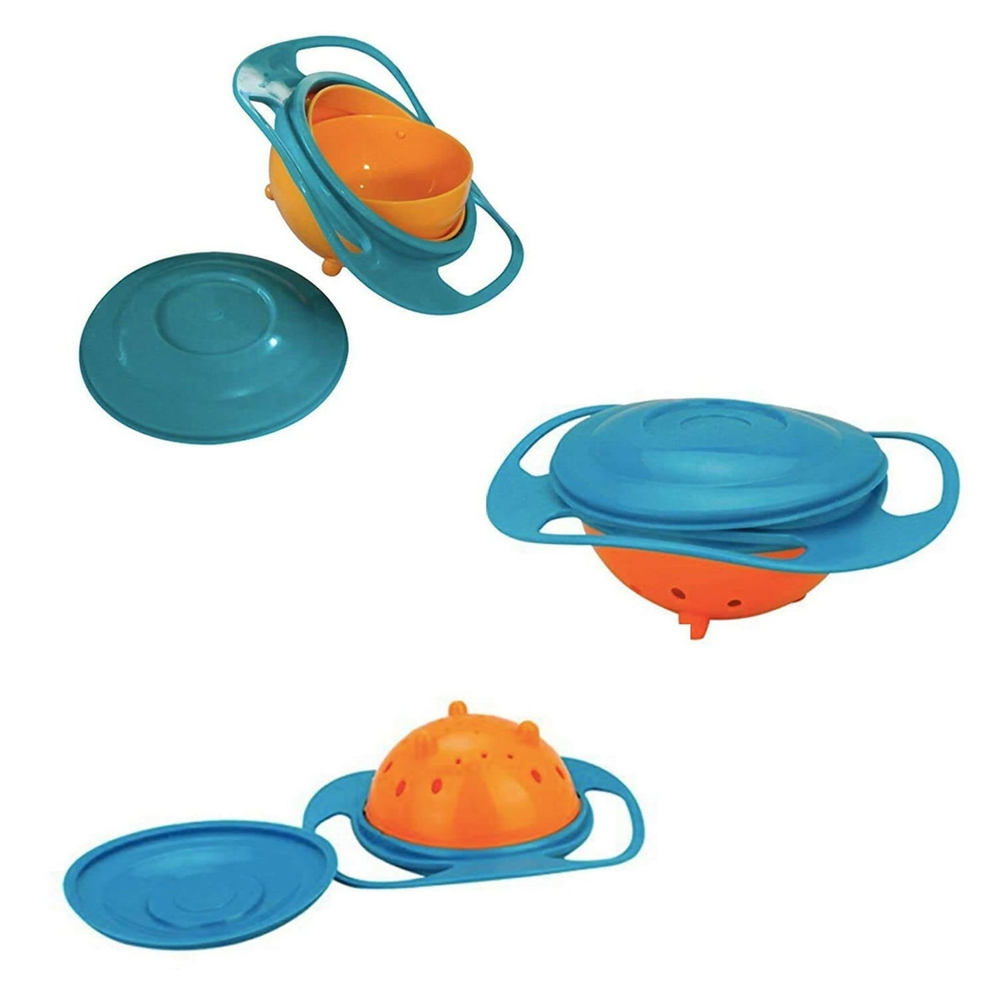 Safe-O-Kid 360 degree spill proof feeding Bowl for kids- Orange & Green Colour