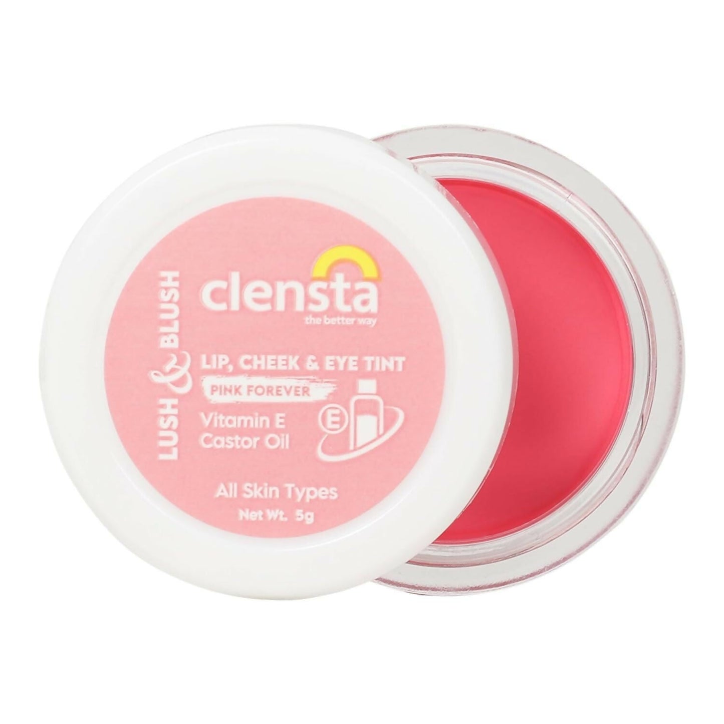 Clensta Lip Cheek Tint - Pink Forever, with Goodness of Vitamin E & Castor Oil