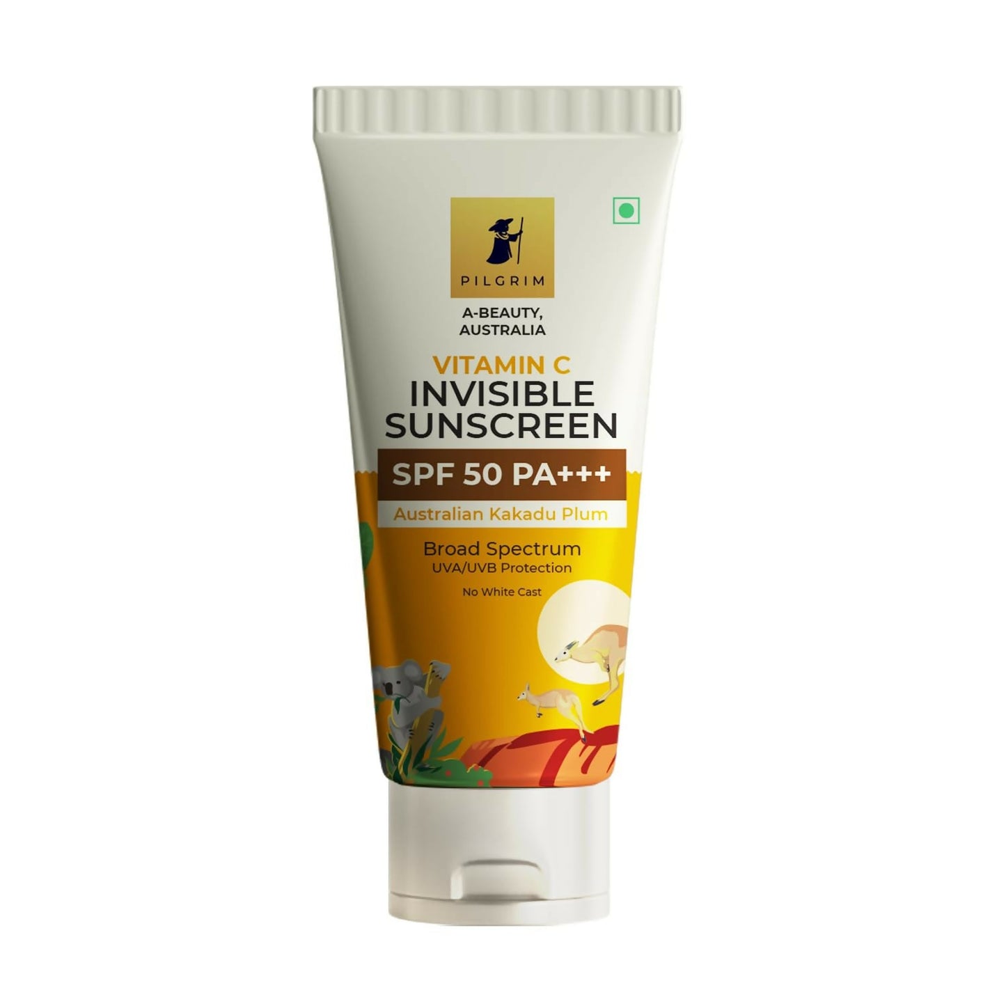 Pilgrim Vitamin C Invisible Sunscreen SPF 50 PA+++ with Australian Kakadu Plum, Broad spectrum, UVA/UVB Protection, No White Cast