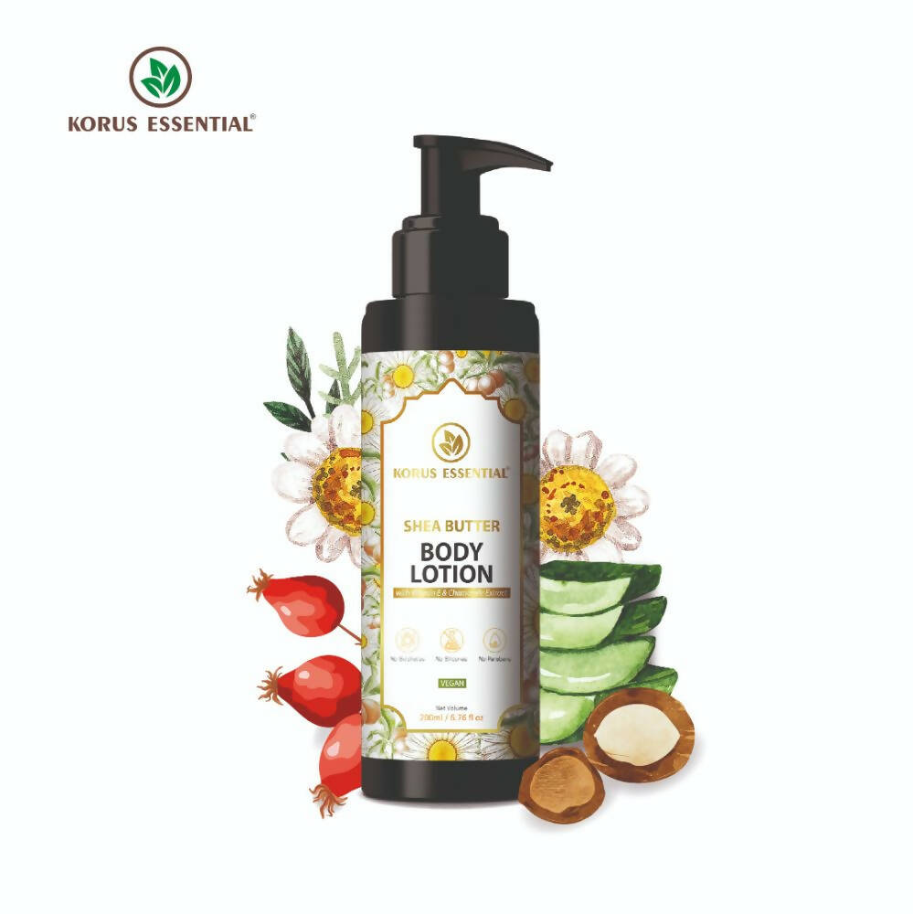 Korus Essential Shea Butter Body Lotion With Vitamin E & Chamomile Extract