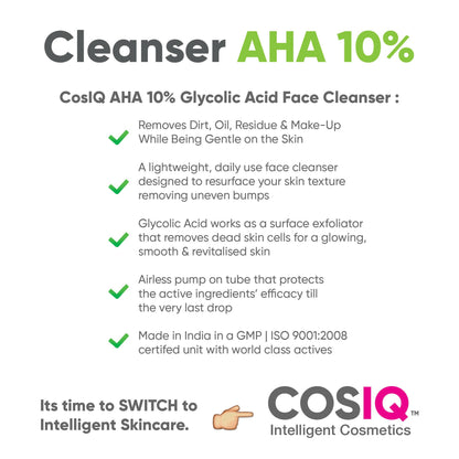 Cos-IQ AHA Glycolic Acid 10% Face Cleanser
