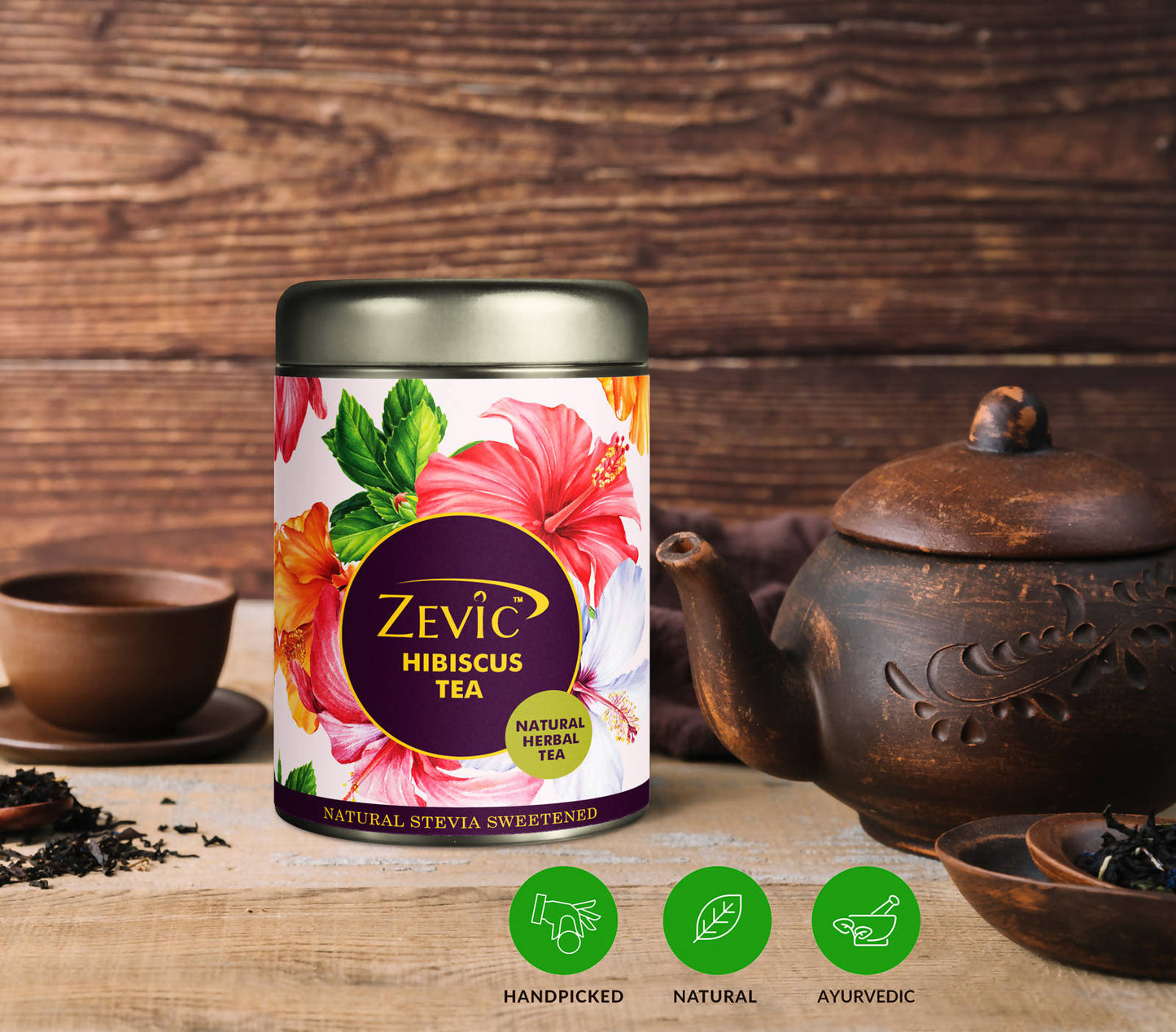 Zevic Premium Hibiscus Flowers Herbal Green Tea