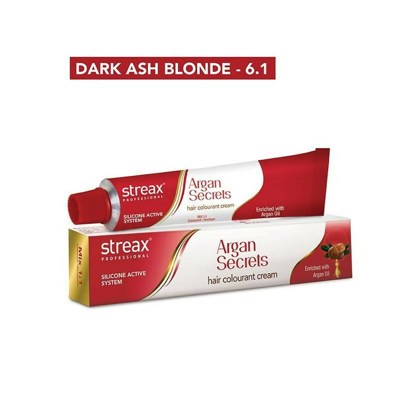 Streax Professional Argan Secrets Hair Colourant Cream - Dark Ash Blonde 6.1
