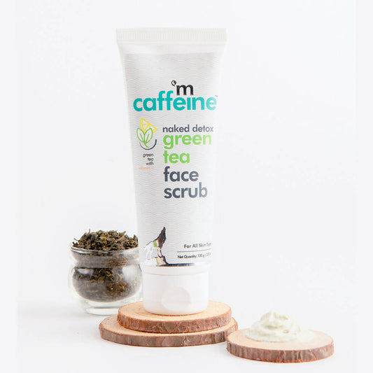 mCaffeine Green Tea Face Scrub with Vitamin C & Hyaluronic Acid - BUDNEN