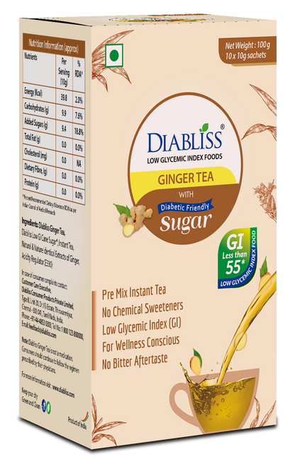 Diabliss Ginger Tea Sachets With Diabetic Friendly Sugar