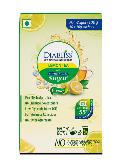 Diabliss Herbal Lemon Tea Sachets With Diabetic Friendly Sugar - BUDNE