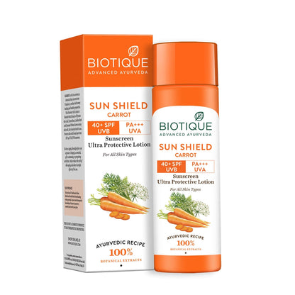 Biotique Advanced Ayurveda Bio Carrot 40+ SPF UVA/UVB Sunscreen Ultra Soothing Face Lotion - BUDNE