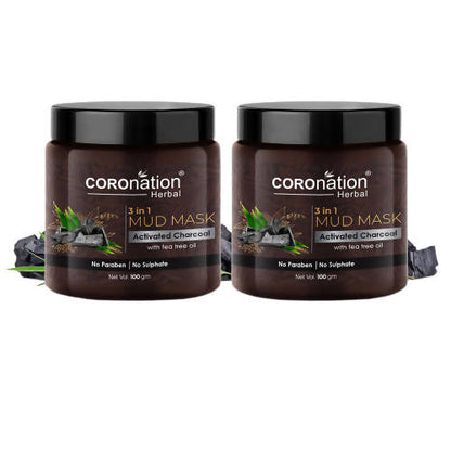Coronation Herbal Activated Charcoal 3 in 1 Mud Mask with Tea Tree Oil - usa canada australia