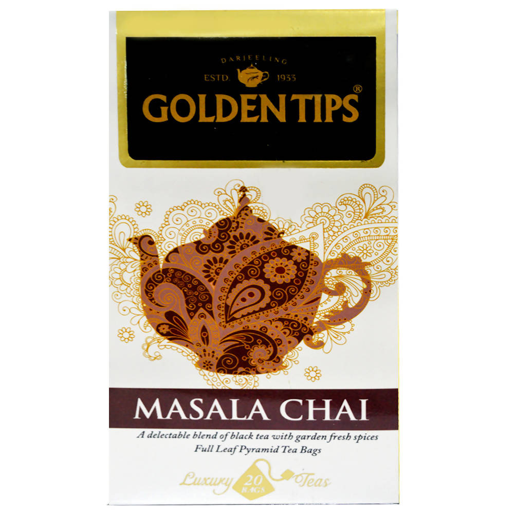 Golden Tips Masala Chai Full Leaf Pyramid Tea Bags - BUDNE