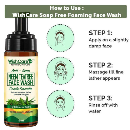 Wishcare Anti Acne Neem TeaTree Foaming Face Wash