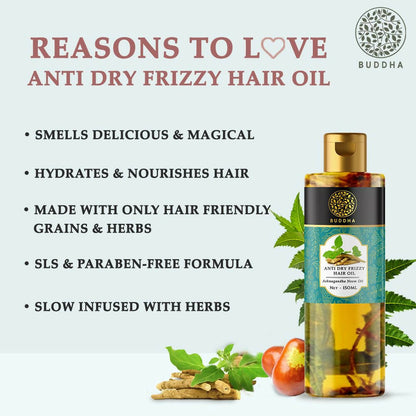 Buddha Natural Anti Dry Frizzy Hair Oil - For Instant Shine, Smoothness & Soft Hair