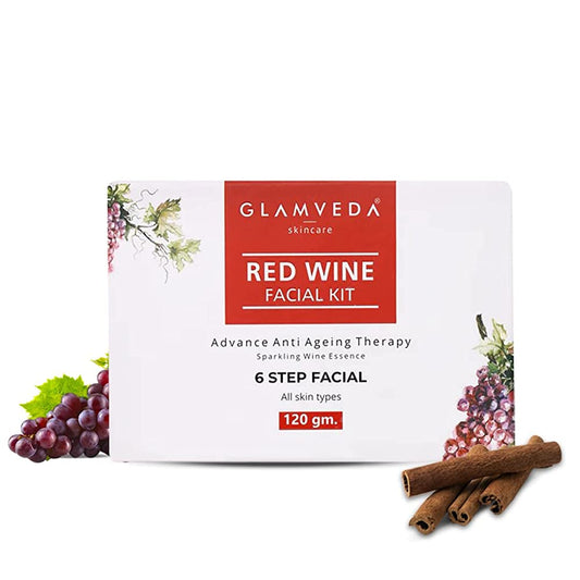Glamveda Red Wine Advance Anti Ageing Facial Kit - BUDNE