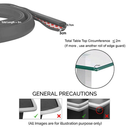 Safe-O-Kid Unique High Density 2 Mtr Long U Shaped Edge Guard Strips - Grey