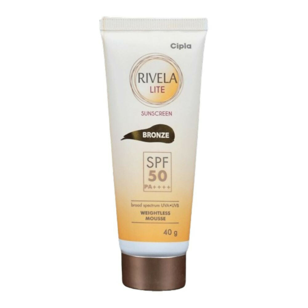 Cipla Rivela Lite Weightless Mousse Broad Spectrum UVA/UVB Sunscreen, Bronze SPF 50+