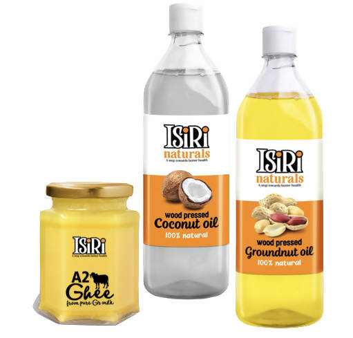 Isiri A2 Ghee + Coconut Oil + Groundnut Oil Combo -  USA, Australia, Canada 
