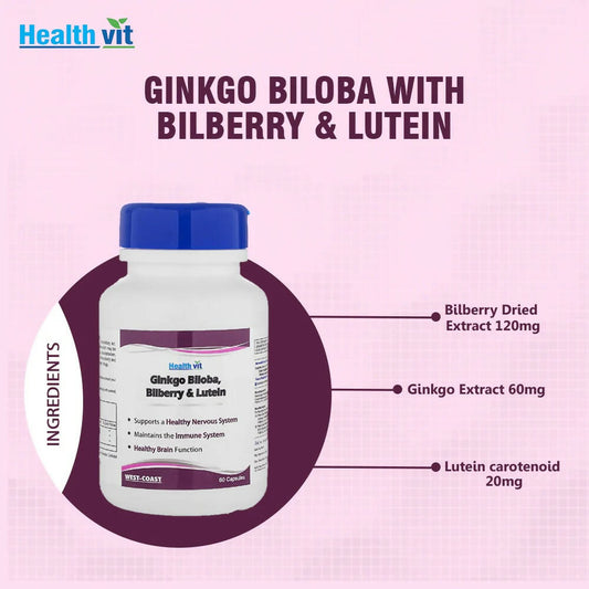 Healthvit Ginkgo Biloba Billberry And Lutein Capsules