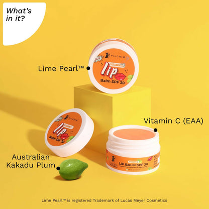 Pilgrim Vitamin C Lip Balm SPF 30 with Australian Kakadu Plum & Shea Butter For Smooth Soft Lips, Soothing & Hydrating Dry & Chapped Lips