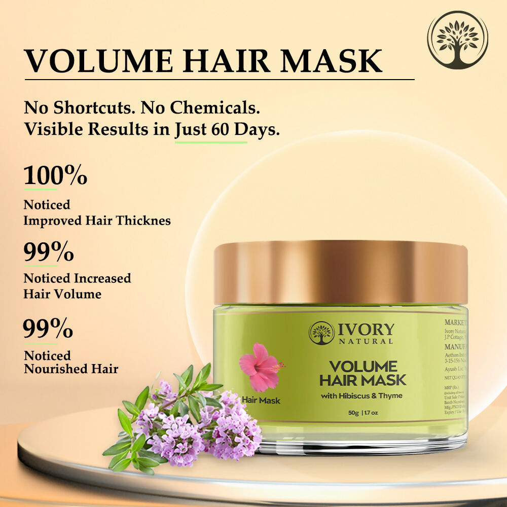 Ivory Natural Hair Volume Mask - Hair Volume And Length For Both Men & Women