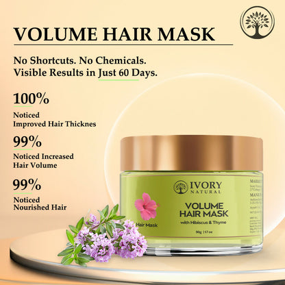 Ivory Natural Hair Volume Mask - Hair Volume And Length For Both Men & Women