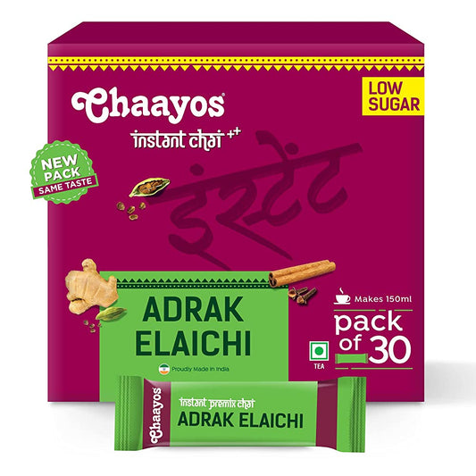 Chaayos Instant Adrak Elaichi Tea Premix (Low Sugar) - BUDNE