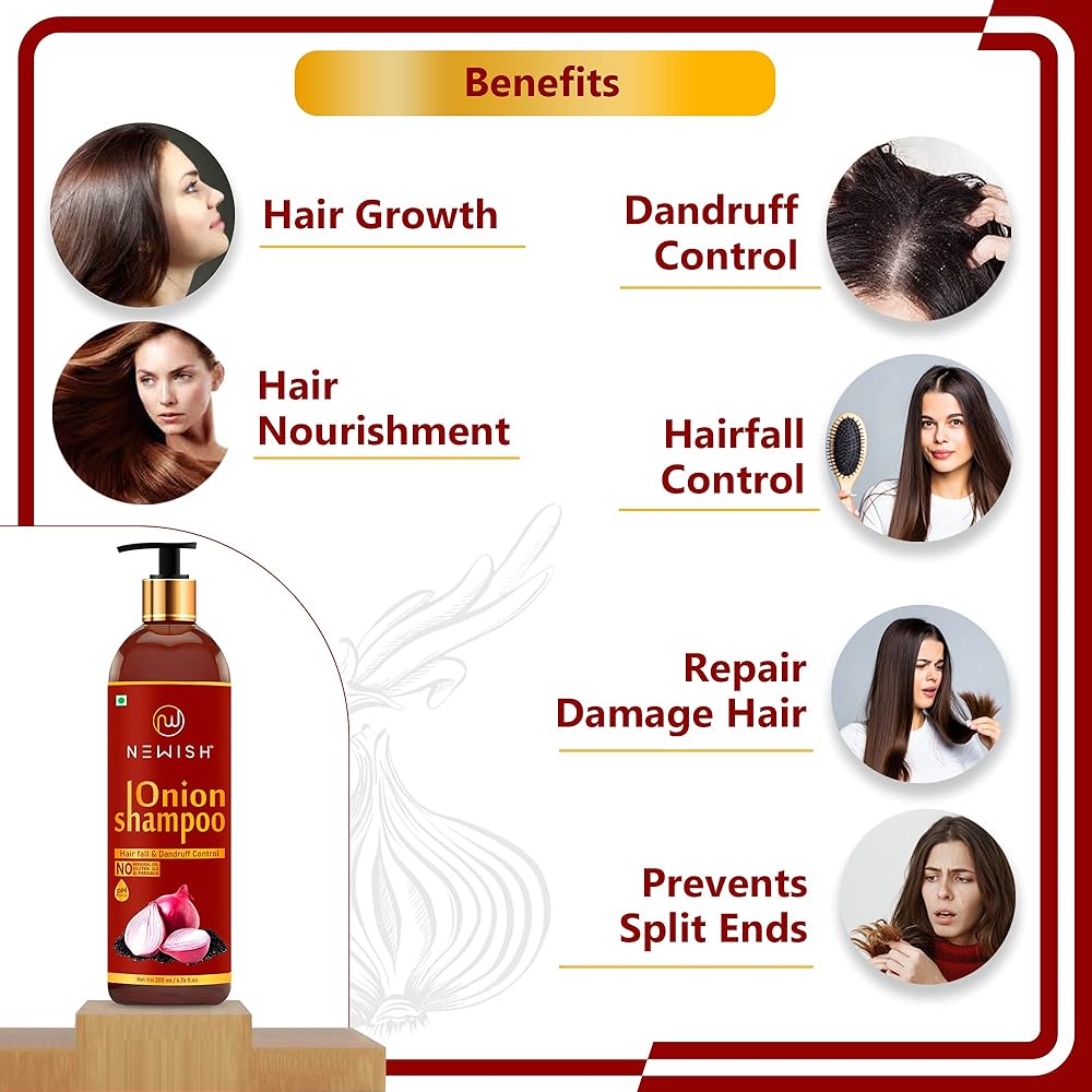 Newish Red Onion Shampoo For Hair Growth & Hair Fall Control
