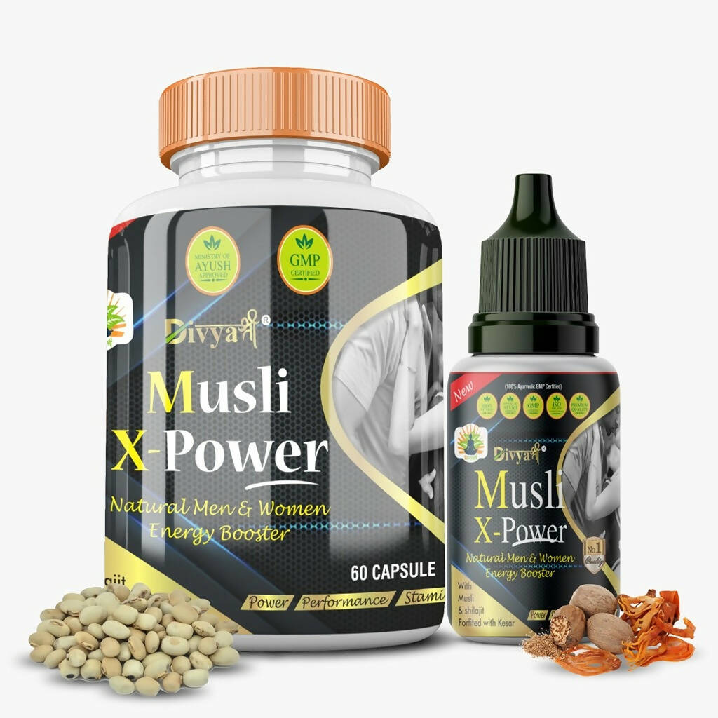 Divya Shree Musli X-Powder Capsule & Musli X-Power Oil Combo -  usa australia canada 
