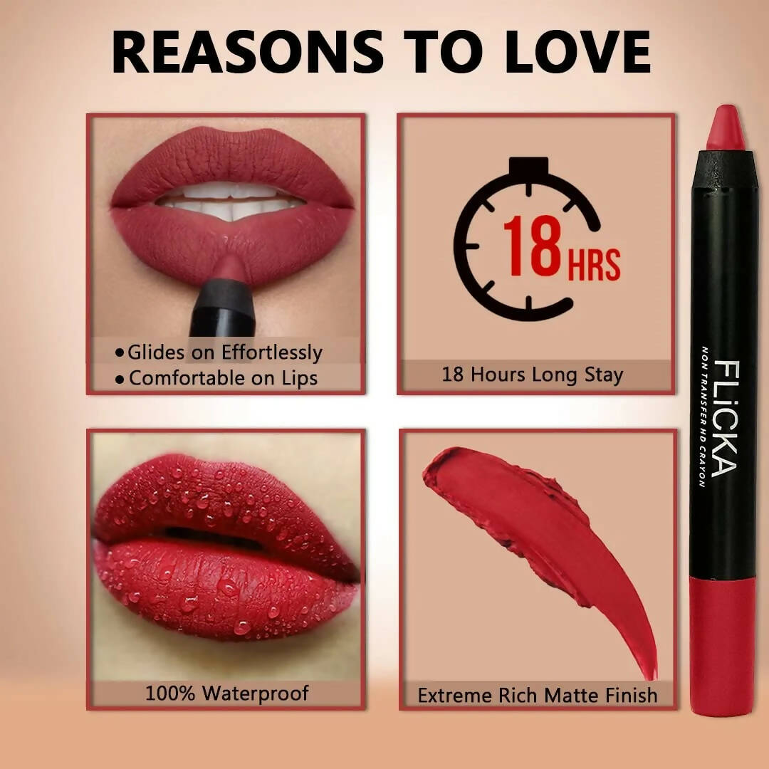 FLiCKA Lasting Lipsence Crayon Lipstick 11 Let'S Go Shopping - Red