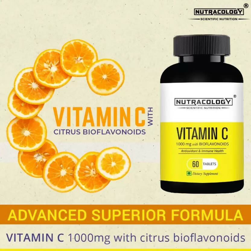 Nutracology Vitamin C 1000mg with Citrus Bioflavonoids for Immunity & Glowing Skin Tablets