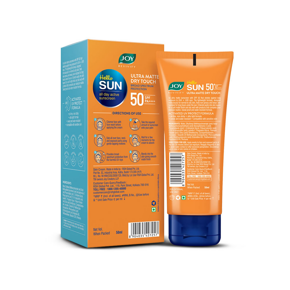 Joy Revivify Hello Sun Ultra Matte Dry Touch Sunscreen With SPF 50