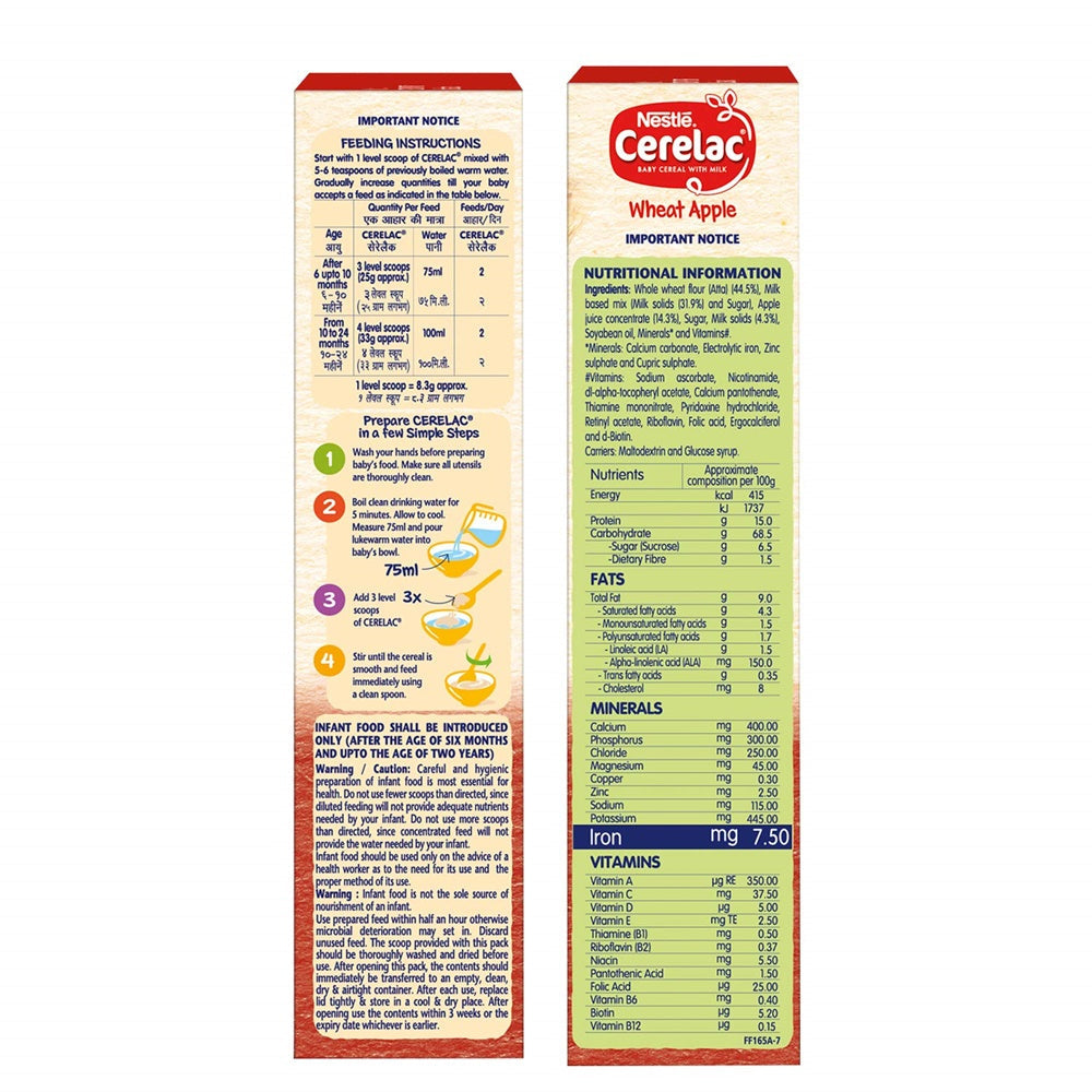 Nestle Cerelac Baby Cereal With Milk - Wheat Apple