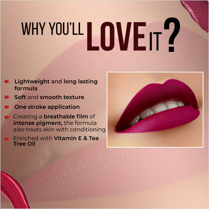 Colorbar Powerkiss Vegan Matte Lipcolor- Bitch Kiss