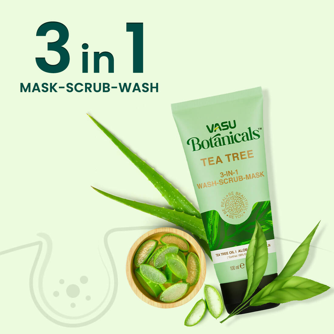 Vasu Healthcare Botanicals Tea Tree 3 in 1 Face Mask-Scrub-Wash
